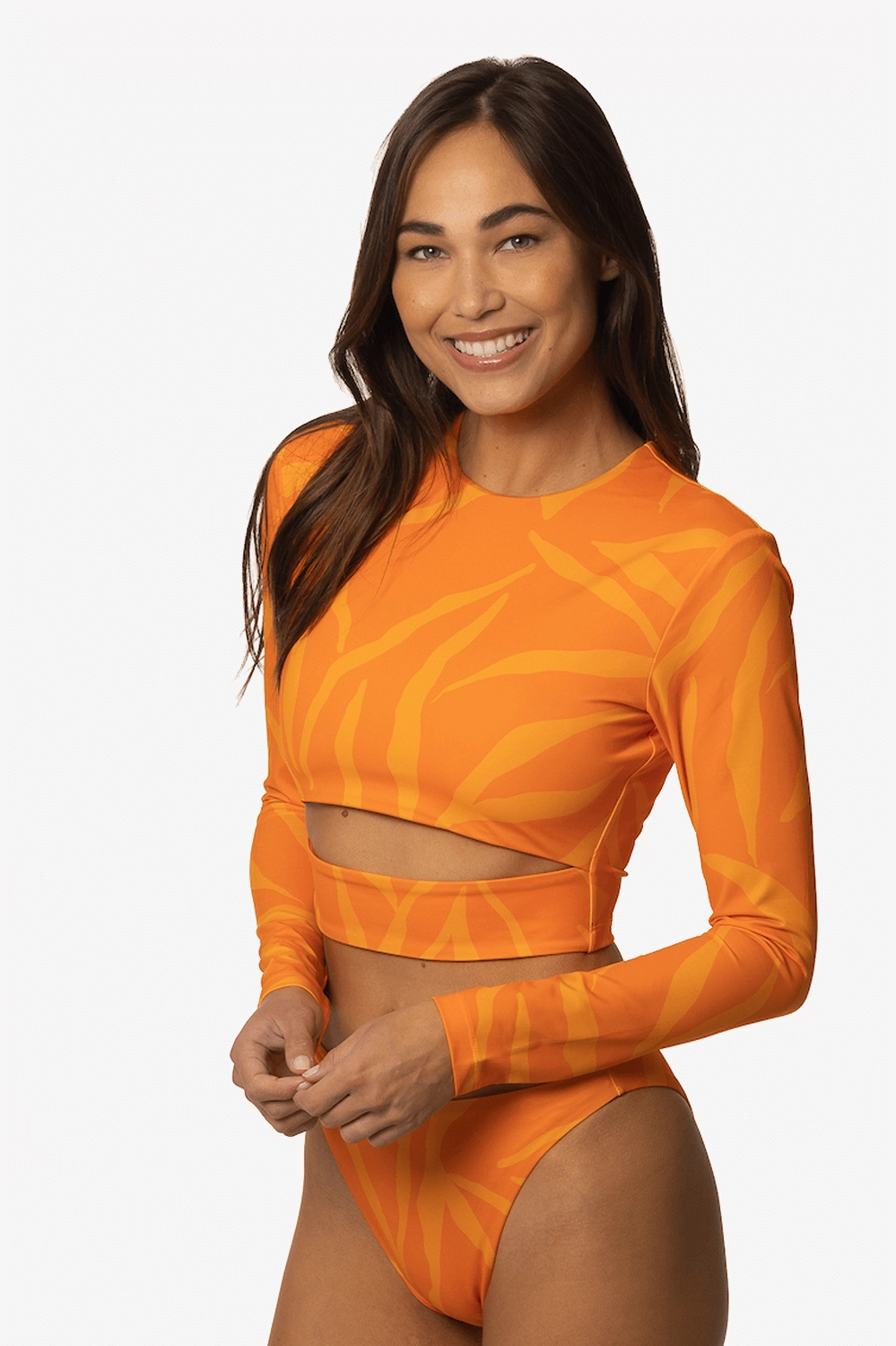 Taranaki Long Sleeved Crop Cut-Out Rashie - Pyramid