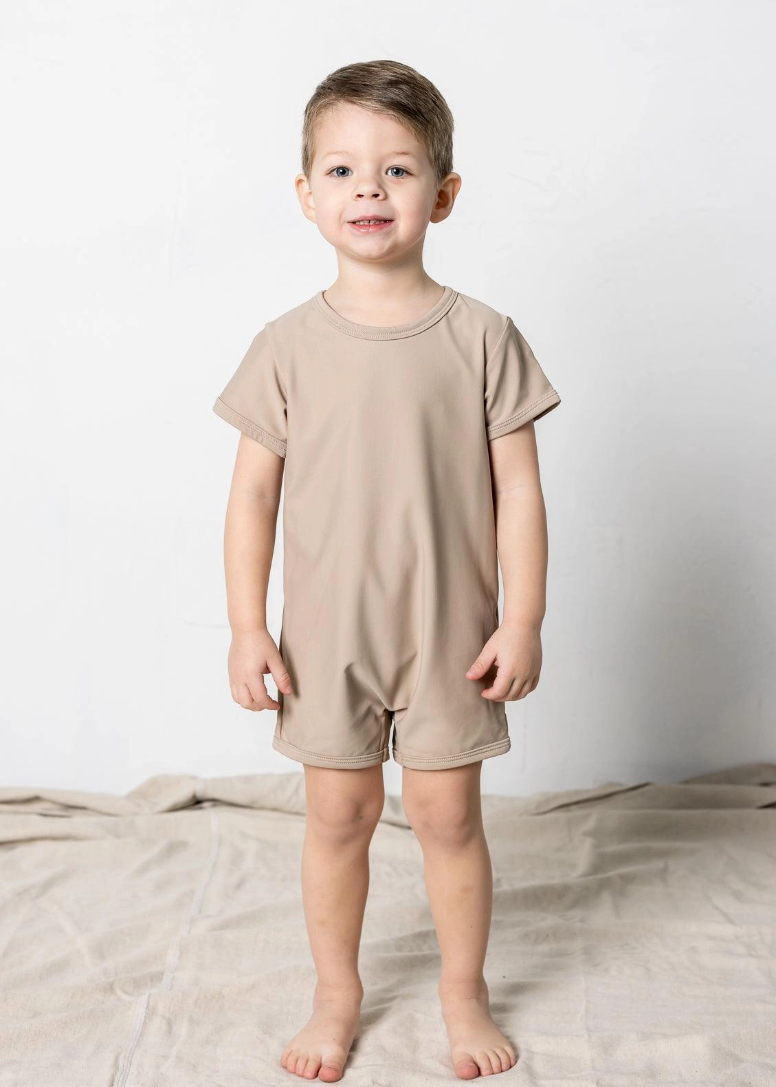 Taupe | Mini Shorties Rashguard (Unisex) toddler girl swimwear, summer swimwear for girls