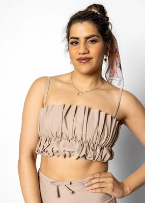 Taupe | Oversized Ruffle Top tankini swim tops, adjustable bikini tops