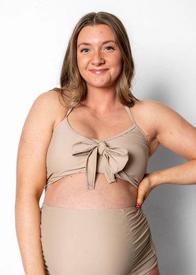 Taupe | Tied-Up Top tankini swim tops, adjustable bikini tops