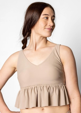 Taupe | V-Neck Top tankini swim tops, adjustable bikini tops