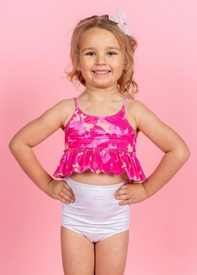 Taupe Dashes | Mini High-Waisted Bottoms toddler girl swimwear, summer swimwear for girls