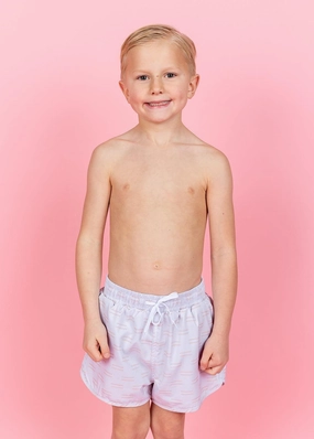 Taupe Dashes | Mini Retro Shorties boys summer swimwear, boys rash guard swim sets
