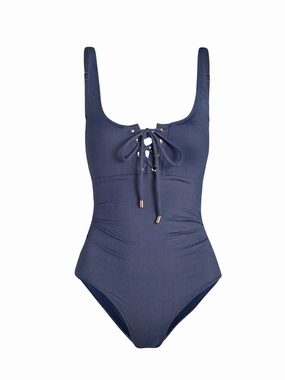 Taylor One Piece In Indigo Twill high waist swimwear women, swimsuit for women beachwear
