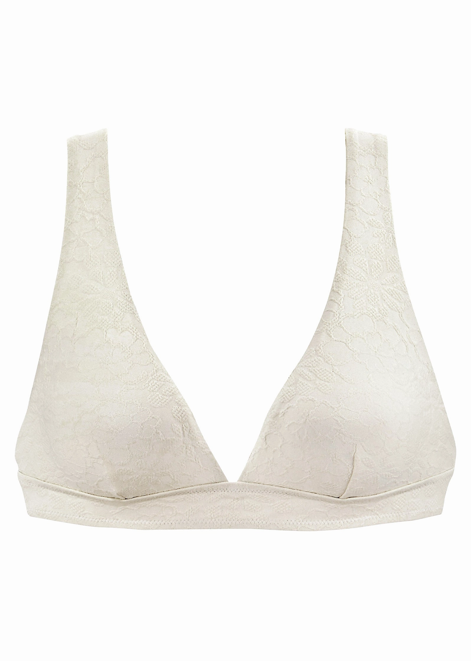 Textured Triangle Bikini Top - White
