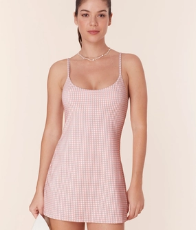 The Amalfi Swim Dress - Houndstooth - Koi - Classic luxury womens swimwear, swimwear for beach vacation