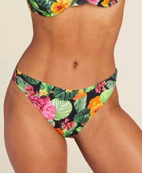 The Archive 90s Cheeky Bikini Bottom - Flat - Tropical Floral classic swimwear for women, everyday swimwear ladies