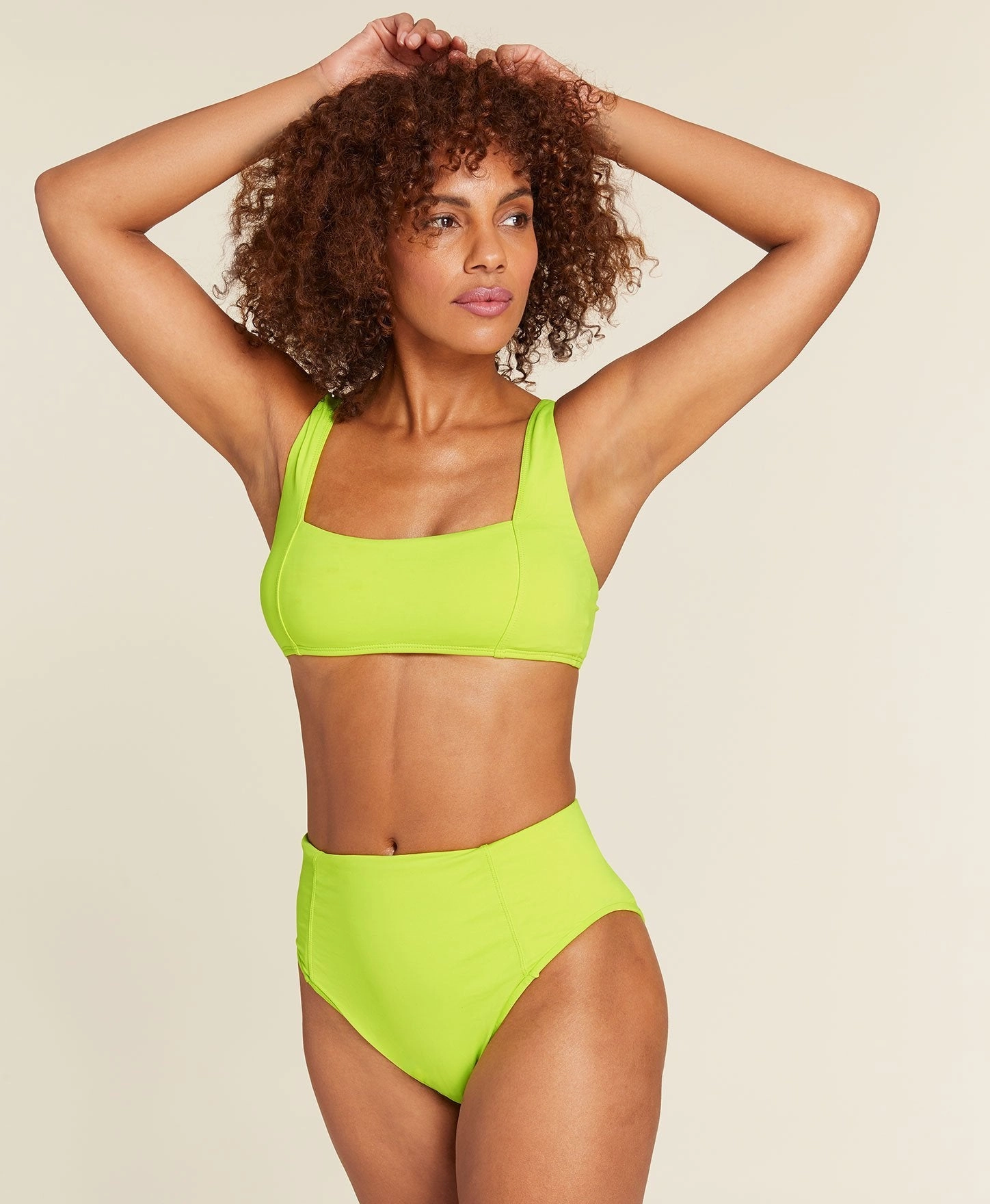 The Archive Havana Bikini Top - Flat - Neon - Lemon luxury womens swimwear, swimwear for beach vacation