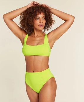 The Archive Havana Bikini Top - Flat - Neon - Lemon luxury womens swimwear, swimwear for beach vacation