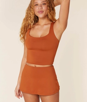 The Archive Skirt Bikini Bottom - Flat - Cinnamon classic swimwear for women, everyday swimwear ladies
