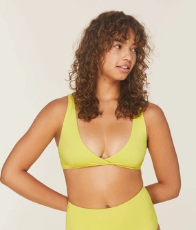 The Belmar Bikini Top - Glossy Eco Nylon - Honeysuckle (Archive) luxury womens swimwear, swimwear for beach vacation