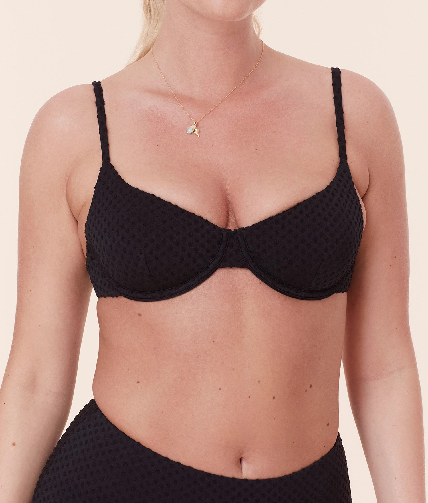 The Bermuda Bikini Top - Terry Dot - Black