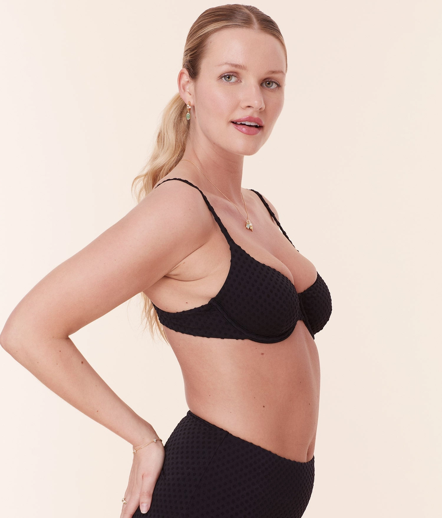 The Bermuda Bikini Top - Terry Dot - Black