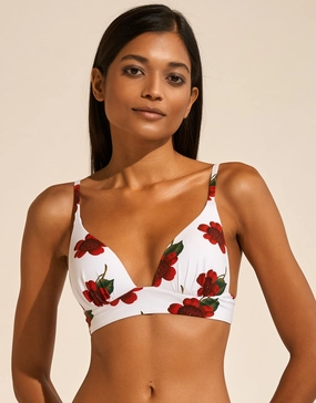 The Bloom Bralette Bikini Top - White Red full coverage swim tops, cute bikini tops