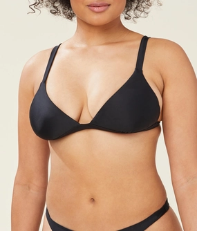 The Caicos Bikini Top - Glossy Eco Nylon - Black (Archive) classic swimwear for women, everyday swimwear ladies
