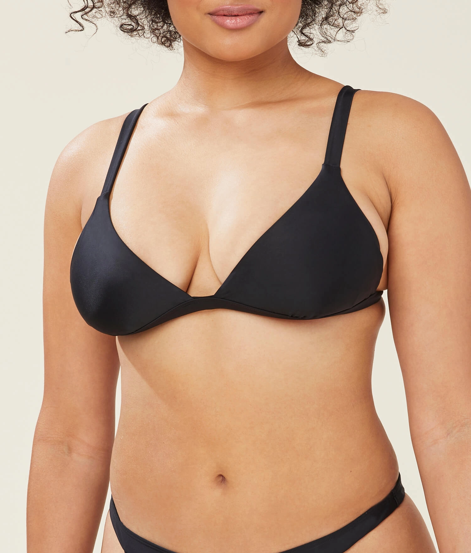 The Caicos Bikini Top - Glossy Eco Nylon - Black (Archive) luxury womens swimwear, swimwear for beach vacation