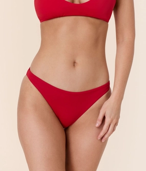 The Cheeky Bikini Bottom - Flat - Cherry Red classic swimwear for women, everyday swimwear ladies