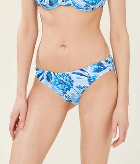 The Classic Bikini Bottom - Glossy Eco Nylon - Blue Floral (Archive) luxury womens swimwear, swimwear for beach vacation