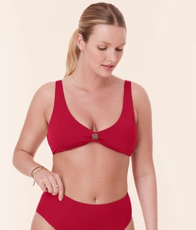 The Dalia Bikini Top - Eco Nylon - Garnet luxury womens swimwear, swimwear for beach vacation