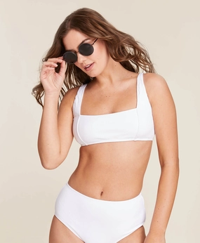 The Havana Bikini Top - Ribbed - White classic swimwear for women, everyday swimwear ladies