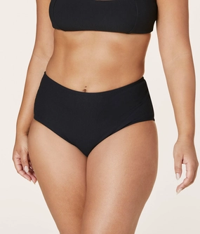 The High Waist Bikini Bottom - Ribbed - Black classic swimwear for women, everyday swimwear ladies