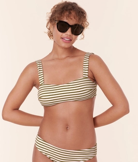 The Kalama Bikini Top - Striped Rib - Igauna luxury womens swimwear, swimwear for beach vacation