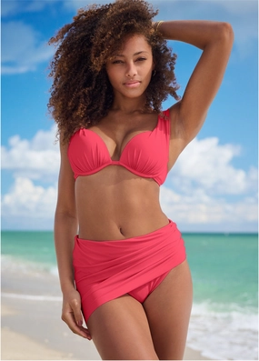 The Marilyn Bottom - Sunset Pink black swim bottoms women, solid color bikini bottoms