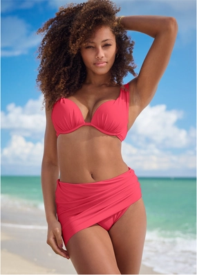 The Marilyn Bottom - Sunset Pink swimwear with tummy control, elegant swimsuits for women