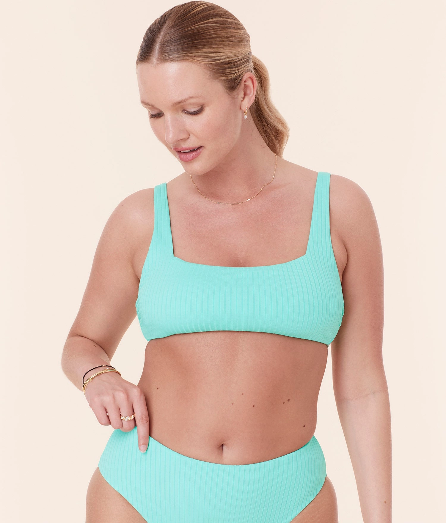 The Rye Bikini Top - Wide Rib - Opal luxury womens swimwear, swimwear for beach vacation