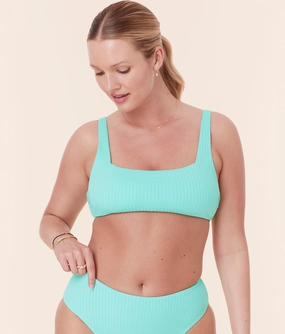 The Rye Bikini Top - Wide Rib - Opal luxury womens swimwear, swimwear for beach vacation