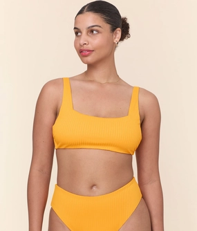 The Rye Bikini Top - Wide Rib - Tangerine classic swimwear for women, everyday swimwear ladies