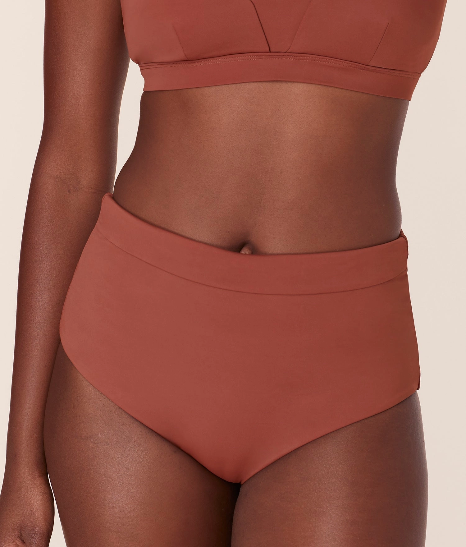 The Wide Band High Waist Bikini Bottom - Eco Nylon - Sequoia