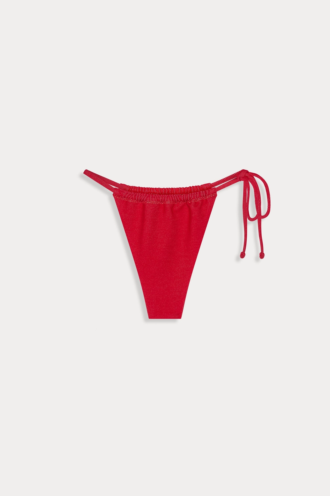 Tia Skimpy Denim Bikini Bottom - Red Denim