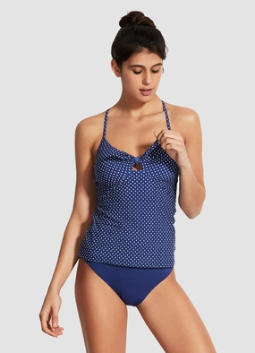 Tie Front Singlet - Blue Opal plus size swimwear women, summer swimwear for ladies