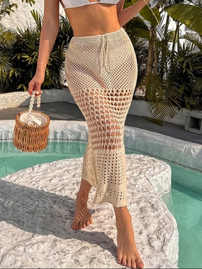 Tied Hollow Out Cover-Up Skirt durable swimwear women, travel-ready swimsuits for women