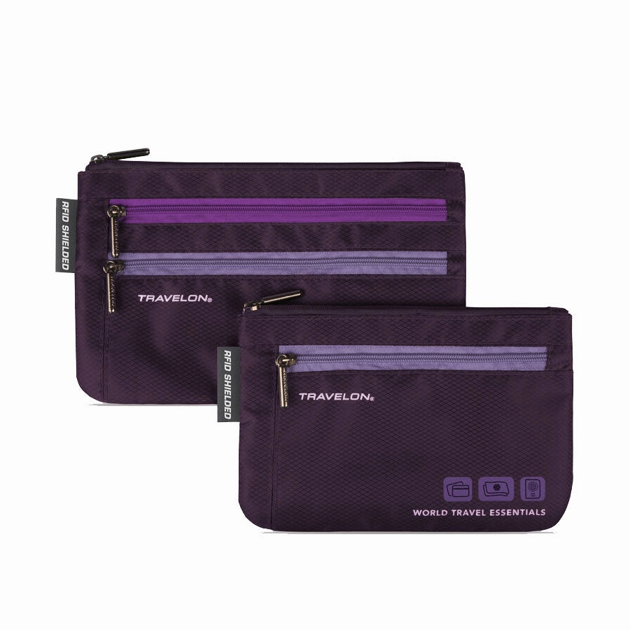 Set Of 2 Anti-Rfid Organizers Anti-Theft Travel Backpack RFID Protection Wallet