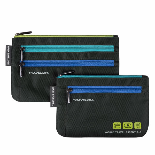 Secure Travel Pouch Bag Set Of 2 Anti-Rfid Organizers
