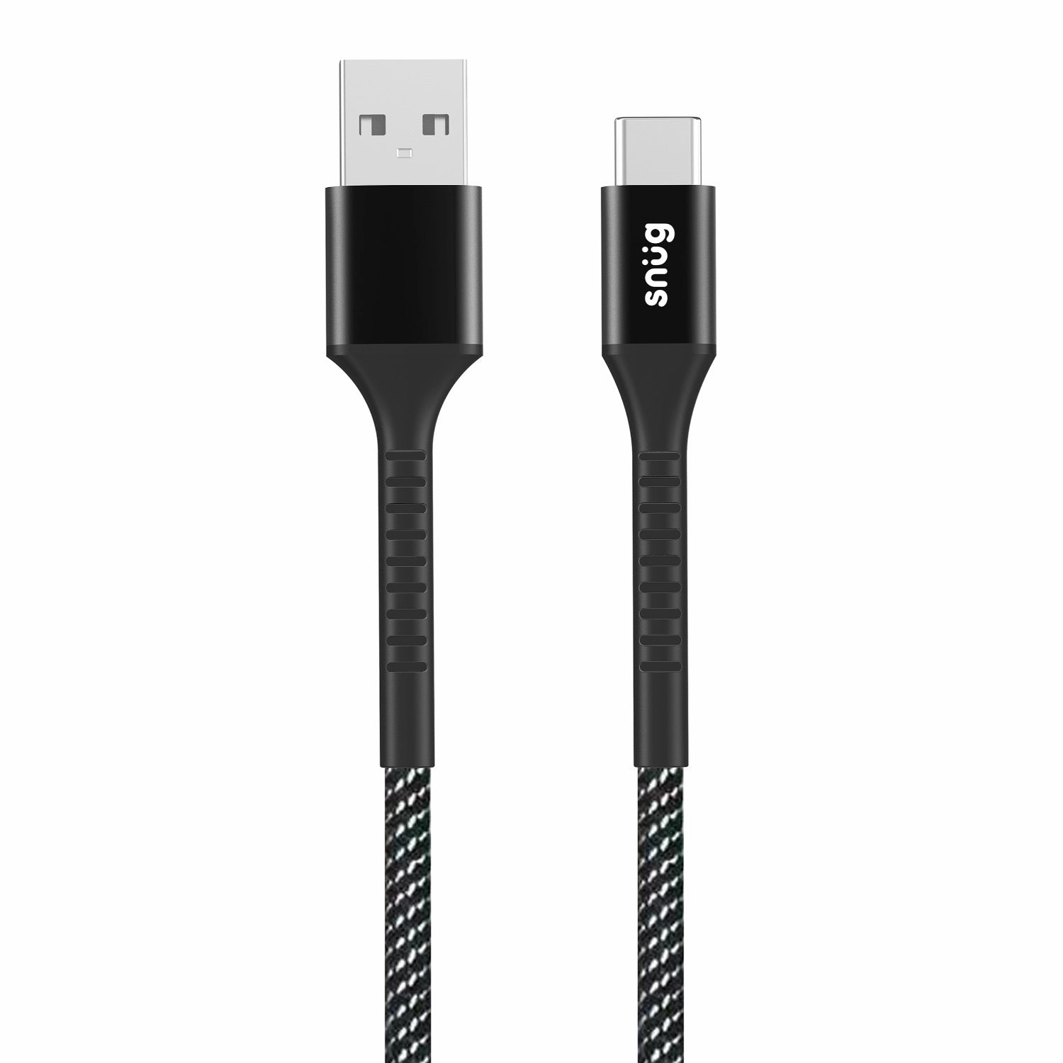 Snug Usb To Type-C Nylon Braided Cable 10W - 1.2 Metre - Black/Silver (Snpw-Cabntycu-B) Daily Hot Deal