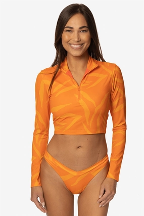 Tofino Long Sleeved Crop 1/4 Zip-up Rashie - Pyramid all types of swimwear, full coverage swimwear for all ages