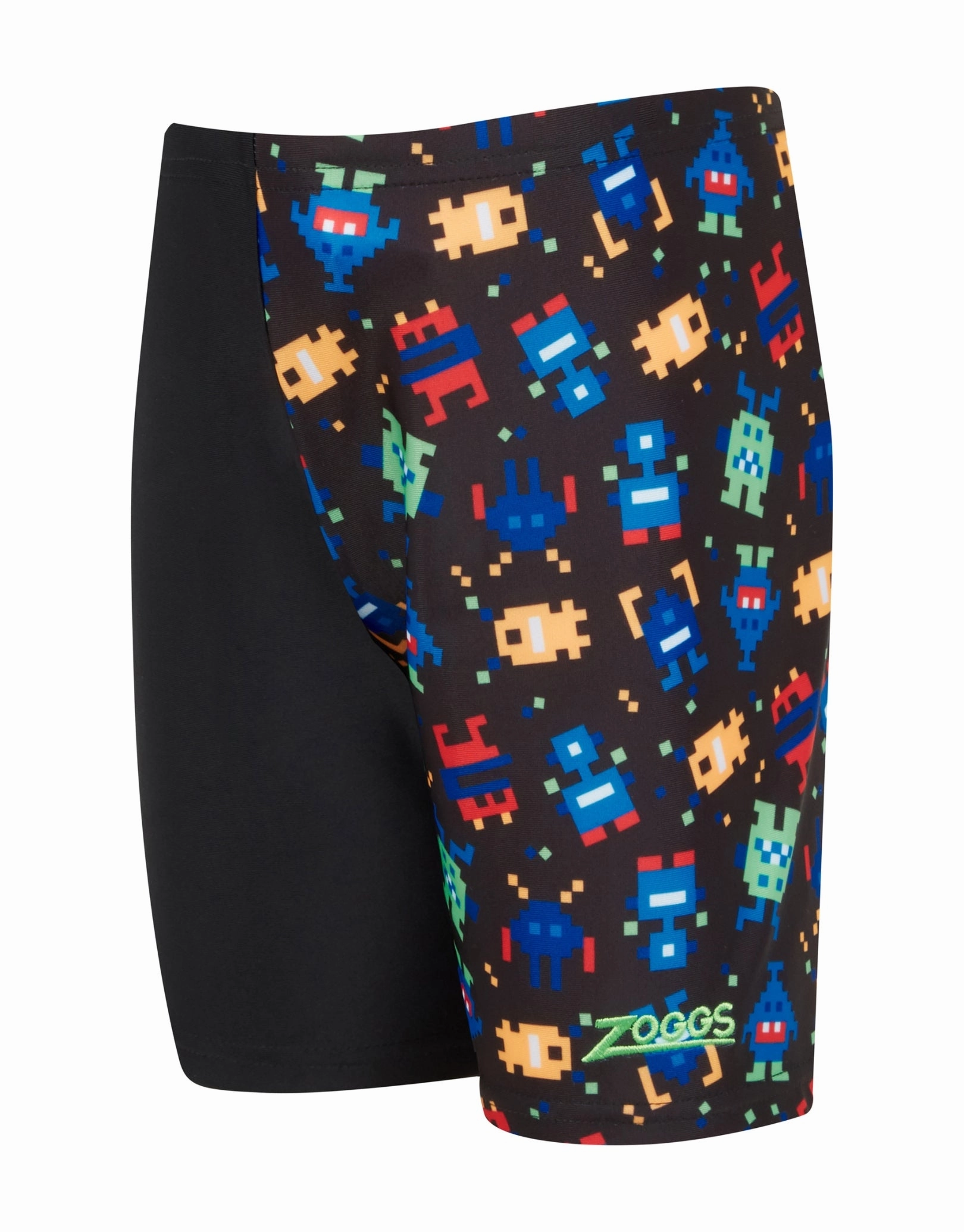 Tots Boys Pixel Monsters Mid Swim Jammer - Black/Multi