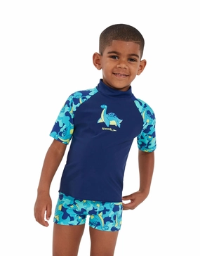Tots Boys Printed Sun Protection Set - Blue baby swimwear sets, toddler swimwear with sun protection