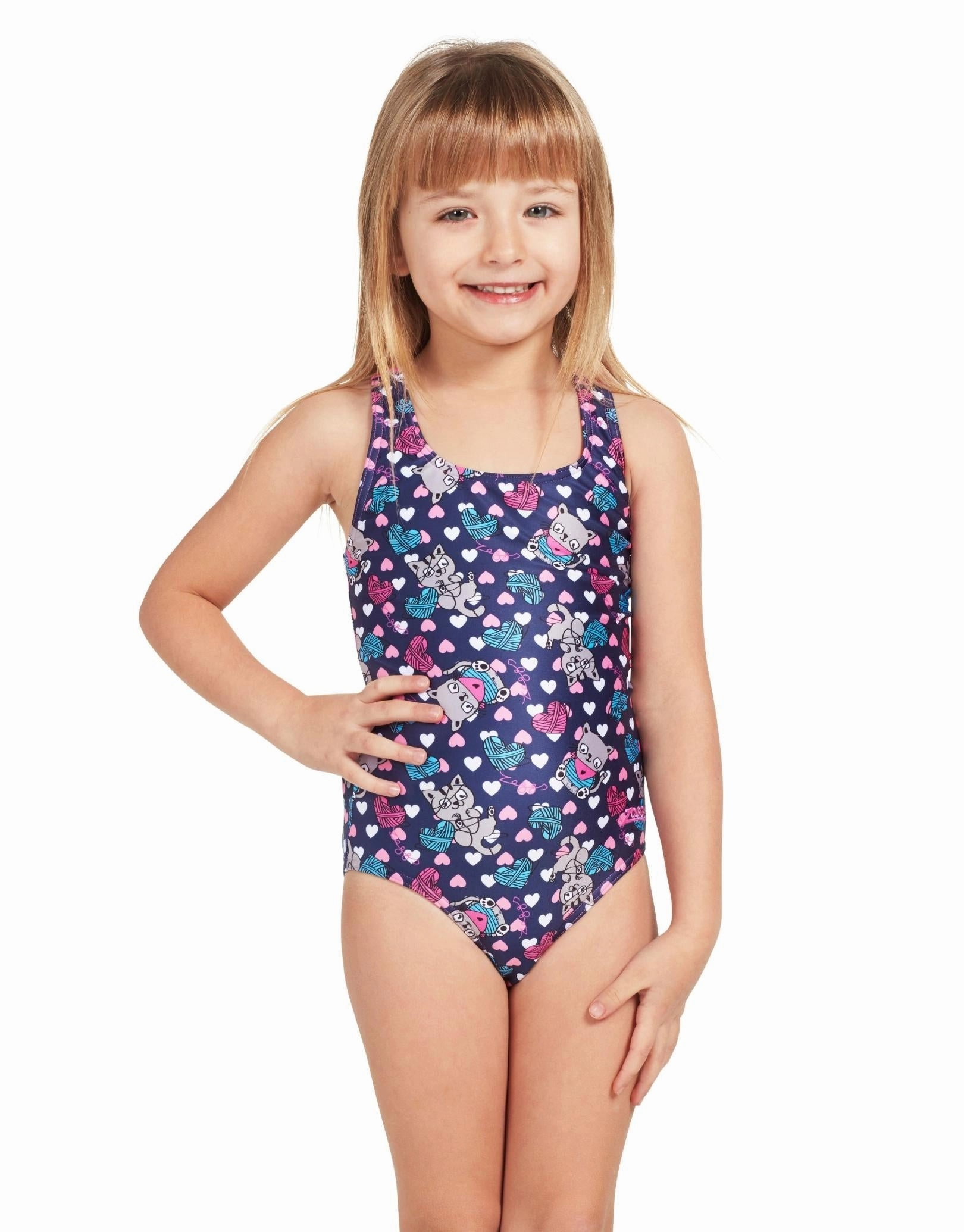 Tots Girls Kitty Actionback Swimsuit baby swimwear sets, toddler swimwear with sun protection