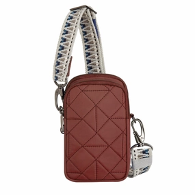 Travelon Anti-Theft Boho 2 Compartment Phone Crossbody - Geo Paprika Travel Safe Pouch Travel Anti-Theft Bag
