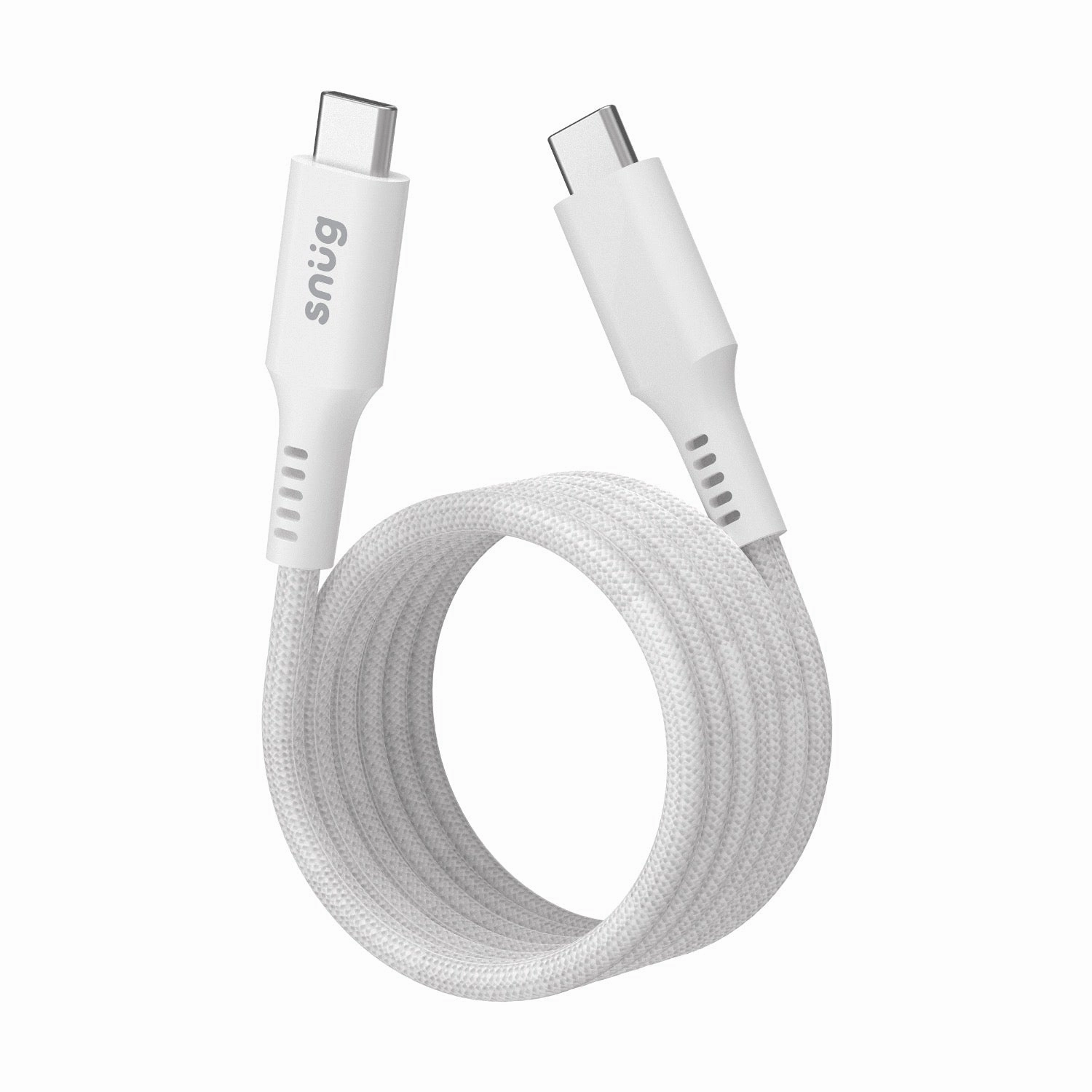 Hot Offer Event MustHave Deals Snug Type-C To Type-C Magnetic Braided Cable 60W -  1.2 Metre - White (Snpw-Cmagtyc-Wh)