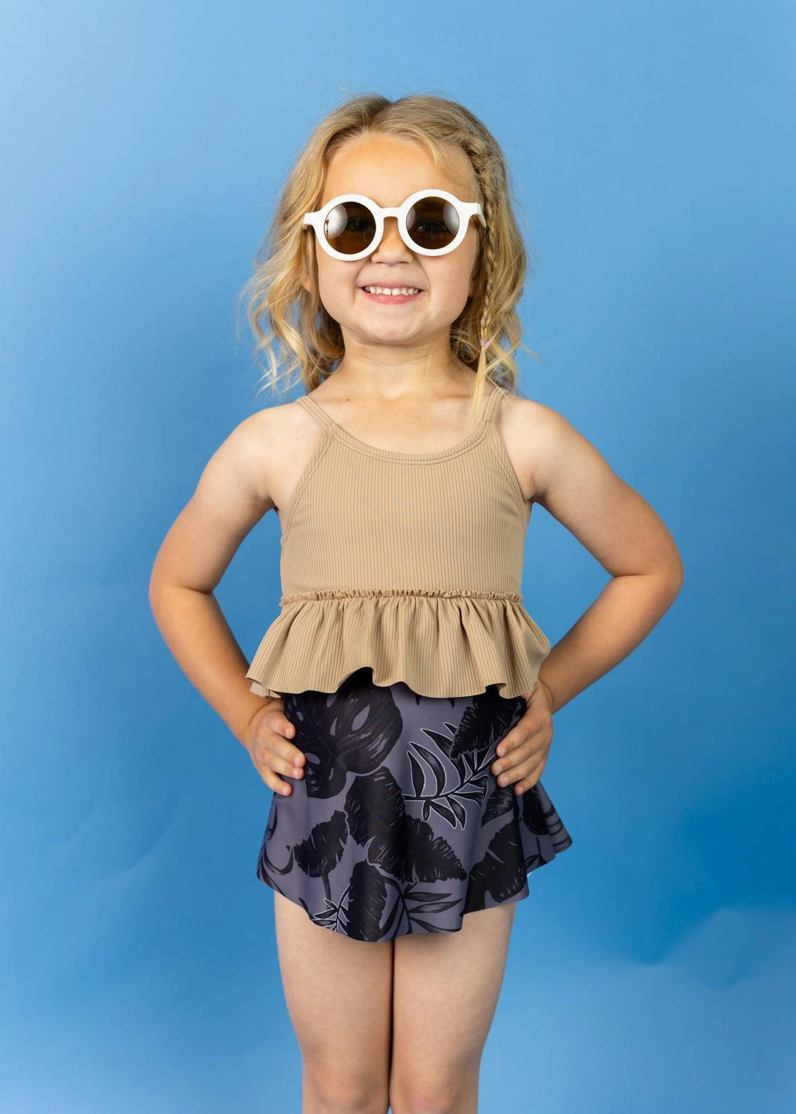 Tropical Night | Mini Who Wears Short Skirts toddler girl swimwear, summer swimwear for girls