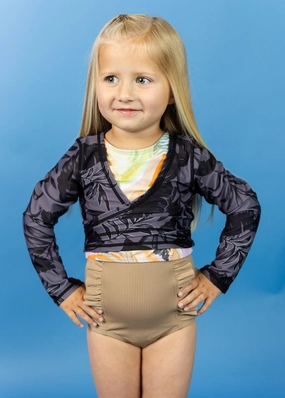 Tropical Night | Mini Wrap Top Rashguard toddler girl swimwear, summer swimwear for girls
