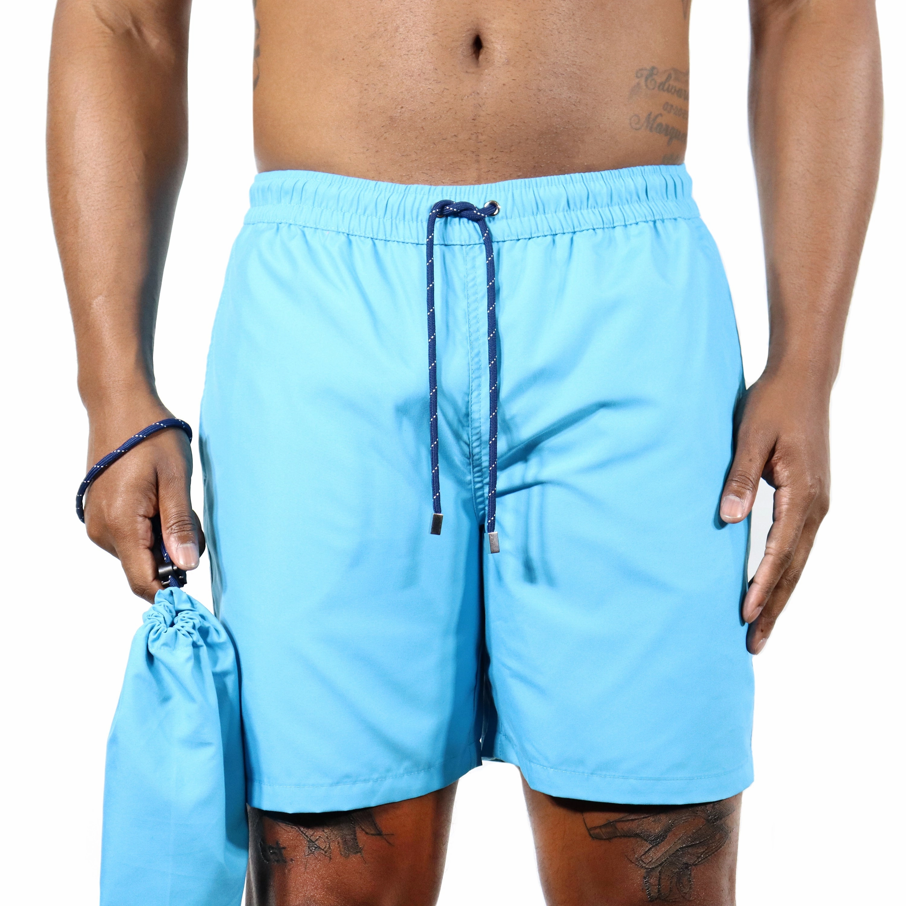 Turquoise mens beach swimwear, quick dry mens swimsuits