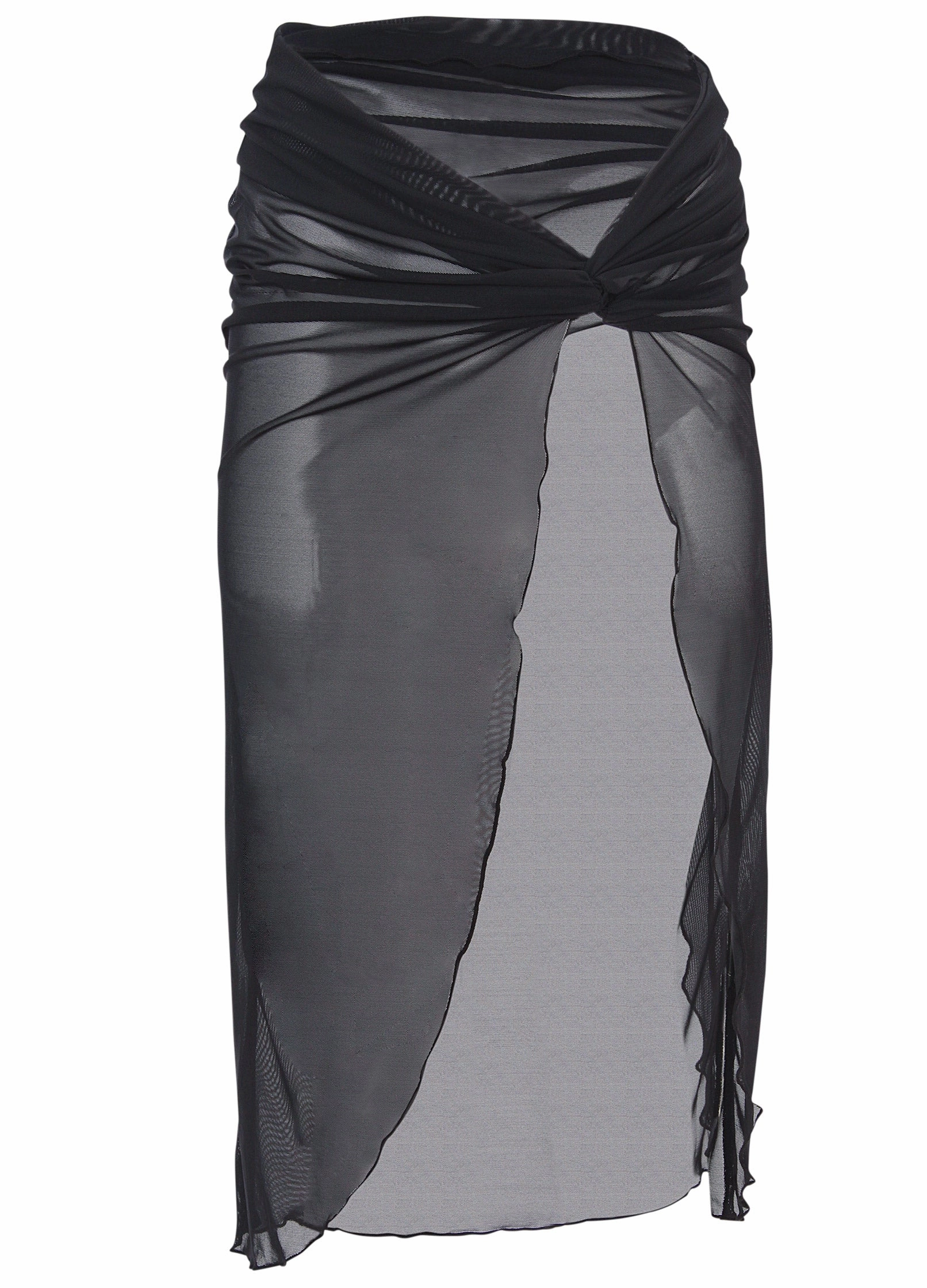 Twist Front Mesh Cover-Up - Black