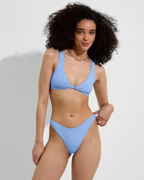 Twisted Plunge Top - Blue Skies lightweight women's swimwear, chic swim outfits for beach