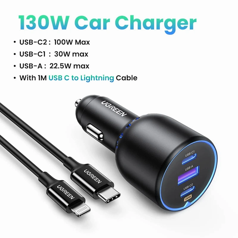 Big Savings Alert Today Only Special Ugreen 130W Usb C, Type C Fast Car Charger For Andriod & Iphone